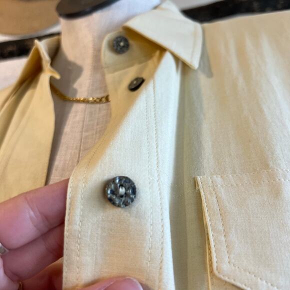 Le Truc Germany Made Pale Yellow Oversized Button Down Shirt Size Large - Picture 2 of 11